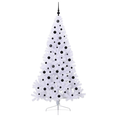 Sztuczna choinka z 300 diodami LED Biały 210 cm PVC i stal