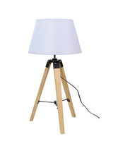 Lampka nocna Lugano beżowa drewniana z abażurem E27 60W