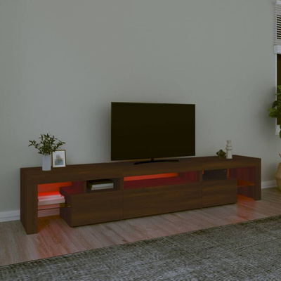 vidaXL Szafka pod TV z oświetleniem LED, brązowy dąb, 215x36,5x40 cm