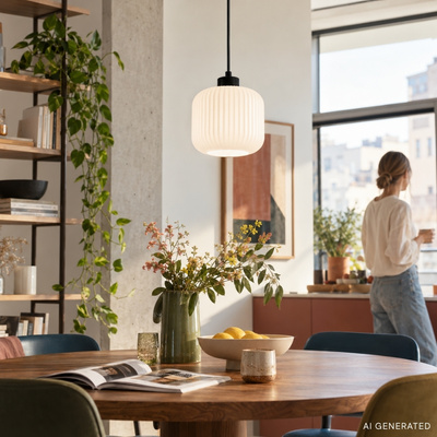 ESTILO lampa wisząca czarny 1x40W E27 klosz biały