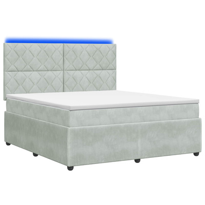 Łóżko z box spring LED z materacem jasnoszary 140 x 190 cm