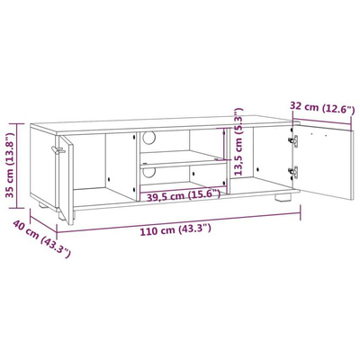 vidaXL Szafka pod TV, opalany dąb, 110x40x35 cm
