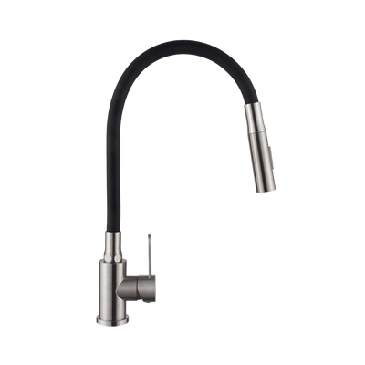 Bateria zlew. dalis z elastyczną 2f wylewką, inox / czarny BZ-64-043-L Invena