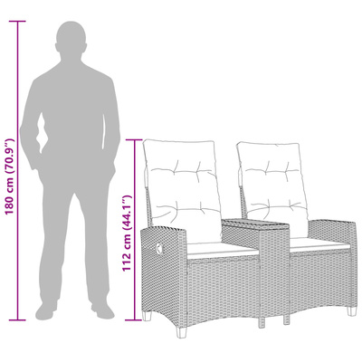 Leżanka z stolikiem 2 -Seater 126 x 65 x 112 cm polirattan