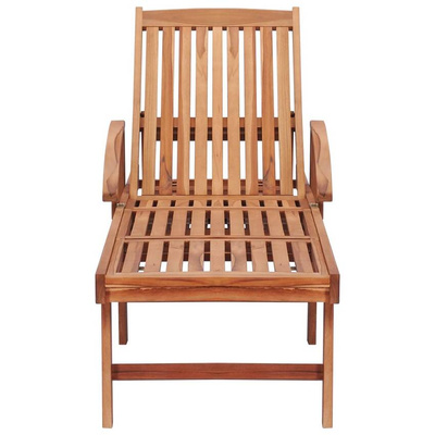 vidaXL Leżak z poduszką w kolorze taupe, lite drewno tekowe