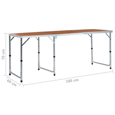 vidaXL Składany stolik turystyczny, aluminiowy, 180 x 60 cm