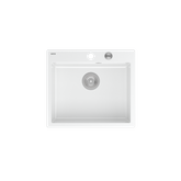 MORGAN 110 GraniteQ zlewozmywak snow white z syfonem Push To Open stal szlachetna 1-komorowy b/o + zaczepy 4 szt
