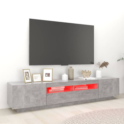 vidaXL Szafka pod TV z oświetleniem LED, szarość betonu, 200x35x40 cm