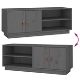 vidaXL Szafka pod TV, szara, 105x34x40 cm, lite drewno sosnowe