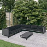 8-częściowy zestaw wypoczynkowy z poduszkami, ciemnoszary