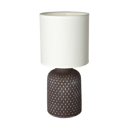 Lampka nocna Iner brązowa ceramiczna z abażurem klasyczna