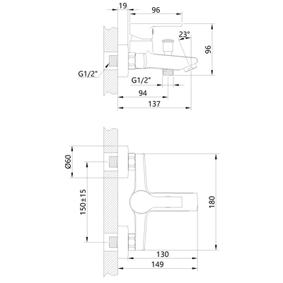 Bateria wannowa bralos czarna BW-07-004-A Invena