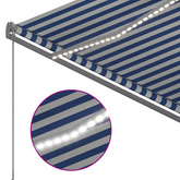 Ręcznie zwijana markiza z LED, 300 x 250 cm, niebiesko-biała vidaXL