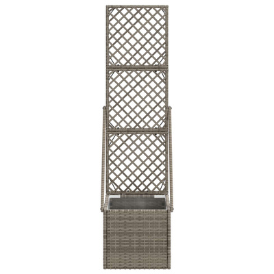 Donica ogrodowa z trellem Szary 35 x 30 x 135 cm polirattan