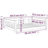 Legowisko dla psa, czarne, 105,5x75,5x28 cm, drewno sosnowe vidaXL