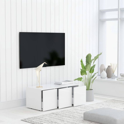 vidaXL Szafka pod TV, biała, wysoki połysk, 80x34x30 cm