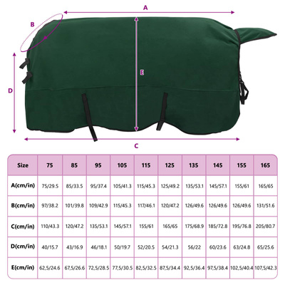 Koc dla Koni Ciemnozielony 125 cm Polar poliesterowy