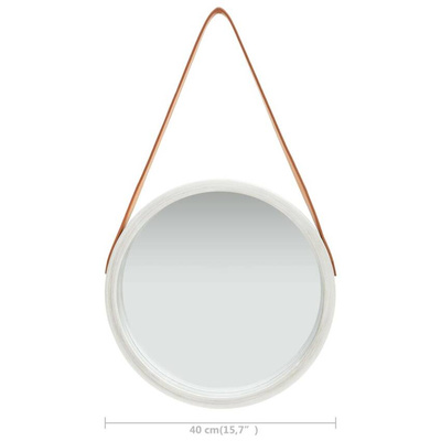 vidaXL Lustro ścienne na pasku, 40 cm, srebrne