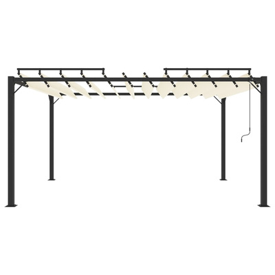 Altana z żaluzjowym dachem 3x4 m, kremowa, tkanina i aluminium