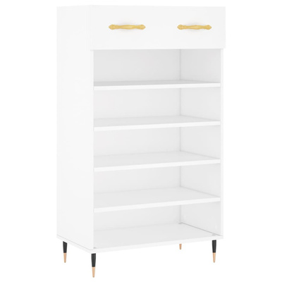 Szafka na buty, biała, 60x35x105 cm, materiał drewnopochodny