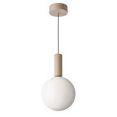 Lampa wisząca Testa kula szklana beżowa z białym kloszem 1x10W G9