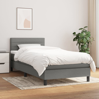 vidaXL Łóżko kontynentalne z materacem, ciemnoszara tkanina 90x200 cm wariant 19