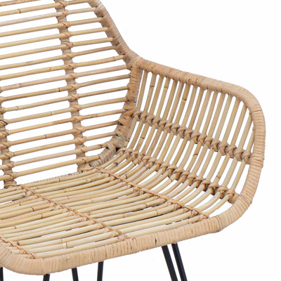 Krzesło jadalniane 2 szt. Rattan i żelazo Naturalny