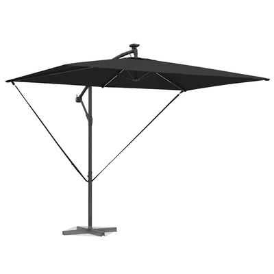 Parasol plażowy Czarny 294 x 200 x 270 cm Poliester i aluminium