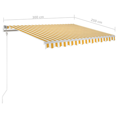 Automatycznie zwijana markiza, LED i czujnik wiatru, 300x250 cm