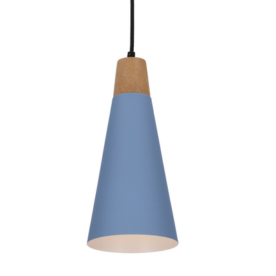 Lampa wisząca niebieska metalowa + drewno Faro Ledea 50101258