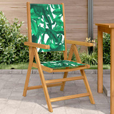 Krzesła składane 2 szt. Wzór liścia, lite drewno akacjowe i tkanina