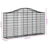Kosze gabionowe, 11 szt, 200x30x100/120cm, galwanizowane żelazo