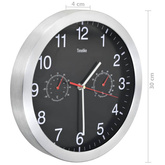 vidaXL Zegar ścienny z higrometrem i termometrem, 30 cm, czarny