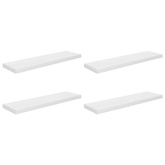 vidaXL Półki ścienne, 4 szt, wysoki połysk, białe, 90x23,5x3,8 cm, MDF