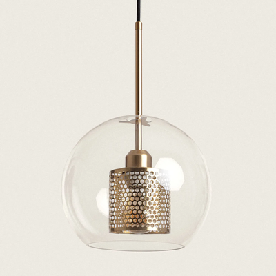 Lampa Wisząca Złota Szklana Abruzzo Nobile E27