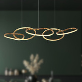 Lampa wisząca ANNELI elegancka  – złota nieregularna forma 80 cm – designerska lampa salonu i jadalni LED 3000K