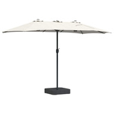 Parasolka ogrodowa piaskowy 385 x 209 x 244 cm Poliester i Stal