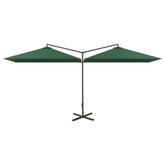 Podwójny parasol ogrodowy, stalowy słupek, zielony, 600x300 cm
