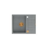 MORGAN 116 GraniteQ zlewozmywak silver stone z syfonem Push To Open kol. miedziany 1-komorowy z/o + zaczepy 4 szt