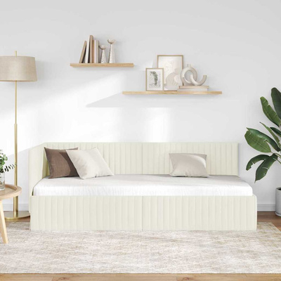Rama łóżka narożnego Kremowy 80 x 200 cm Aksamit
