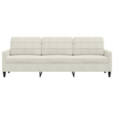 3-osobowa sofa, kremowa, 210 cm, tapicerowana aksamitem