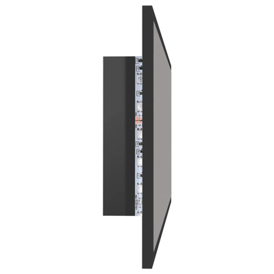 vidaXL Lustro łazienkowe LED, wysoki połysk, szare, 90x8,5x37cm, akryl
