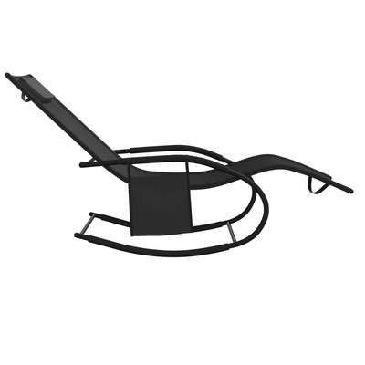 Leżak, bujany, czarny, stal i tworzywo textilene