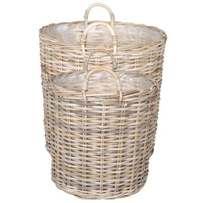 Kosz na rośliny 2 szt. Naturalna szarość Rattan Kubu