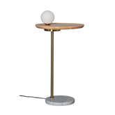 Lampa Podłogowa drewniany stolik ze szklaną kulą G9 Abruzzo Meblo