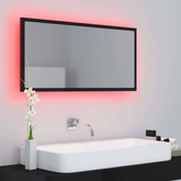 vidaXL Lustro łazienkowe LED, wysoki połysk, czarne, 90x8,5x37, akryl
