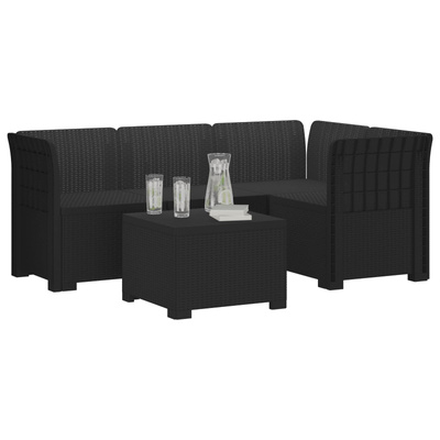 Sofa ogrodowa dla 4 osób w stylu rattanowym PP antracytowy