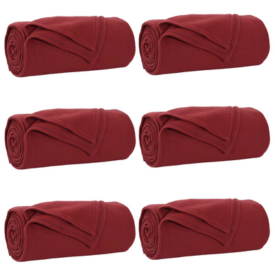 Koce narzutowe 6 pcs Bordeaux Czerwony 170 x 130 cm Polar
