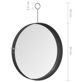 vidaXL Lustro ścienne z zawieszką, czarne, 30 cm
