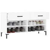Ławka z miejscem na buty, biała, 102x35x55 cm